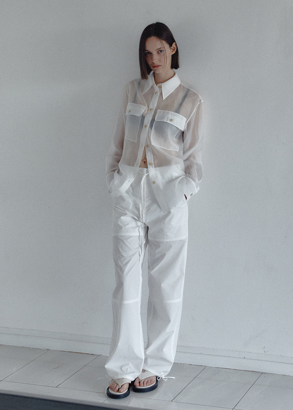 SHEER POCKET BLOUSE_WHITE