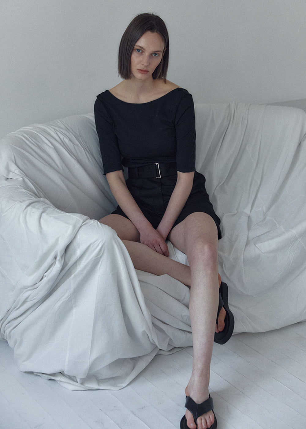 LETTUCE-EDGE JERSEY TOP_BLACK