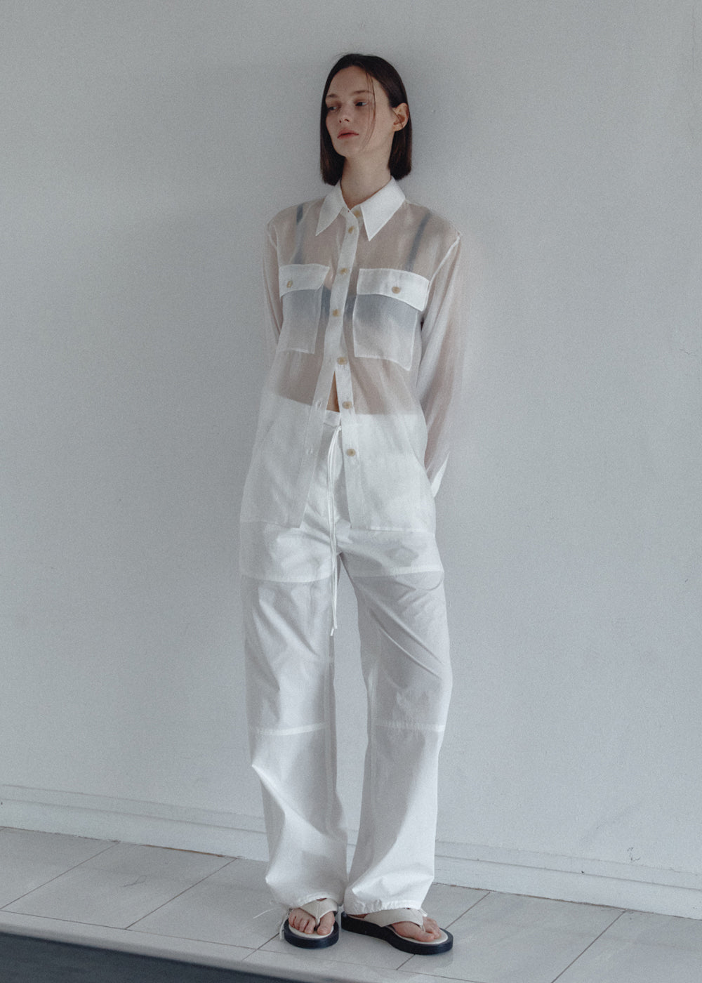 SHEER POCKET BLOUSE_WHITE