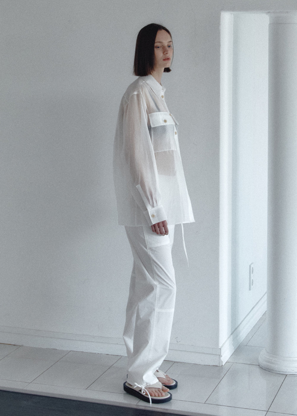 SHEER POCKET BLOUSE_WHITE