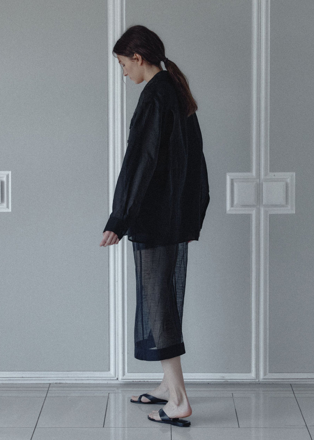 SHEER POCKET BLOUSE_BLACK