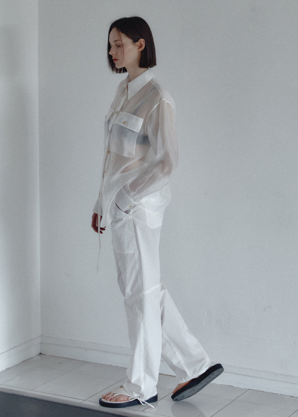 SHEER POCKET BLOUSE_WHITE