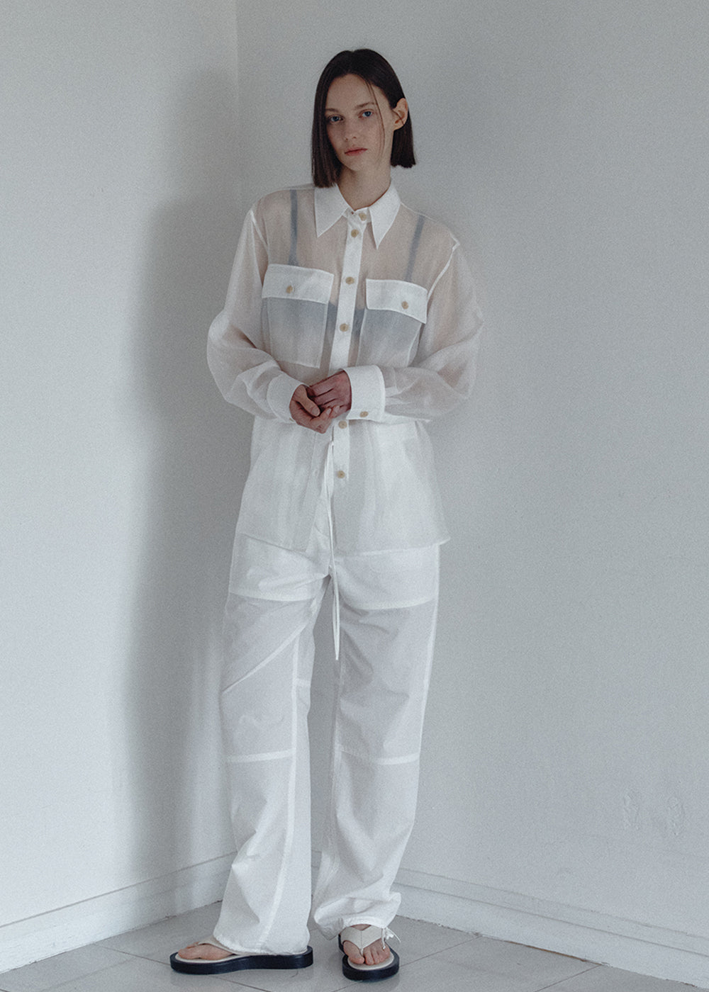 SHEER POCKET BLOUSE_WHITE