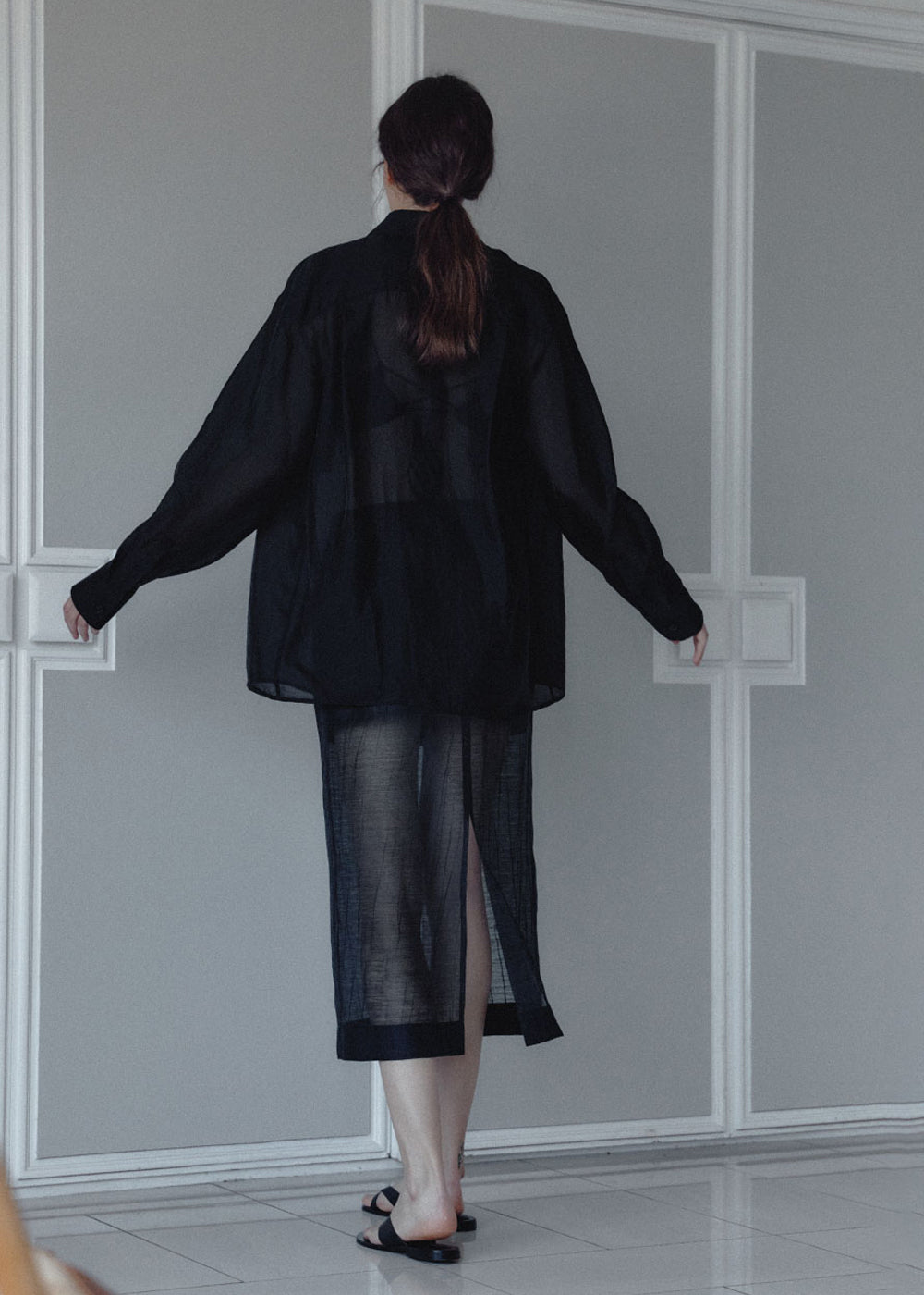 SHEER POCKET BLOUSE_BLACK