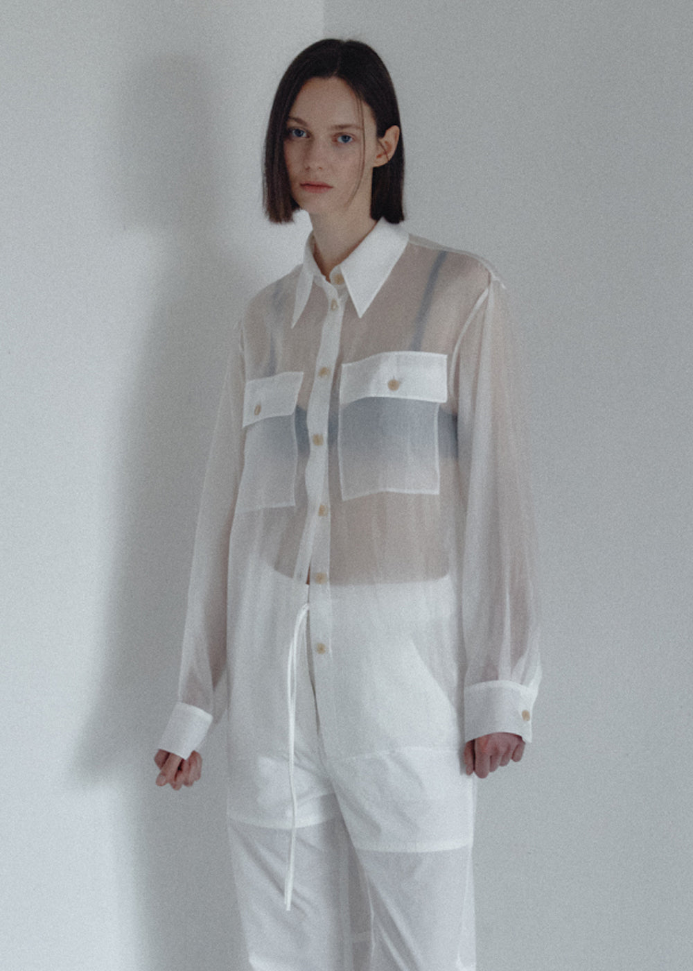 SHEER POCKET BLOUSE_WHITE