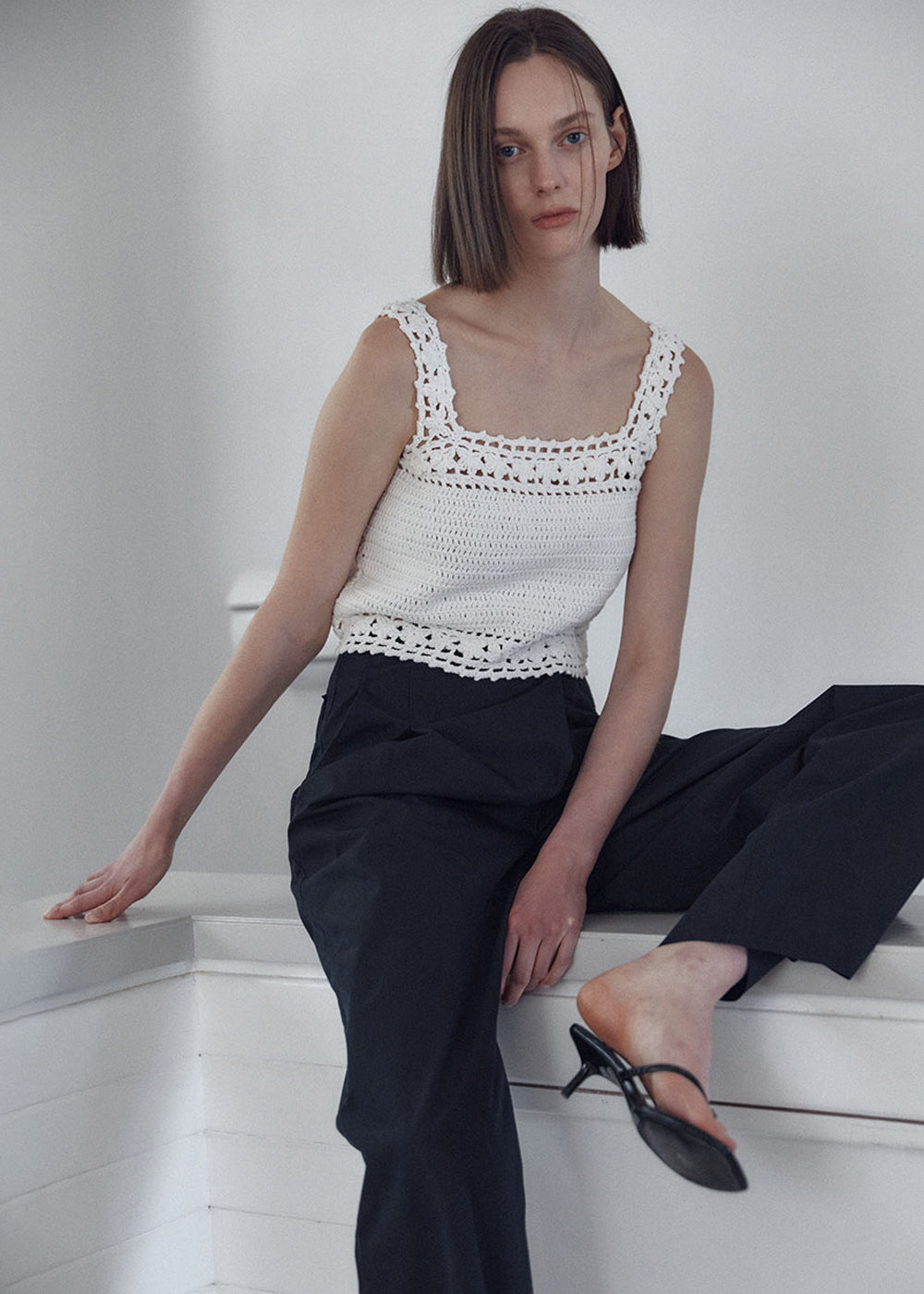 COTTON WIDE WRAPPED PANTS_DARK NAVY