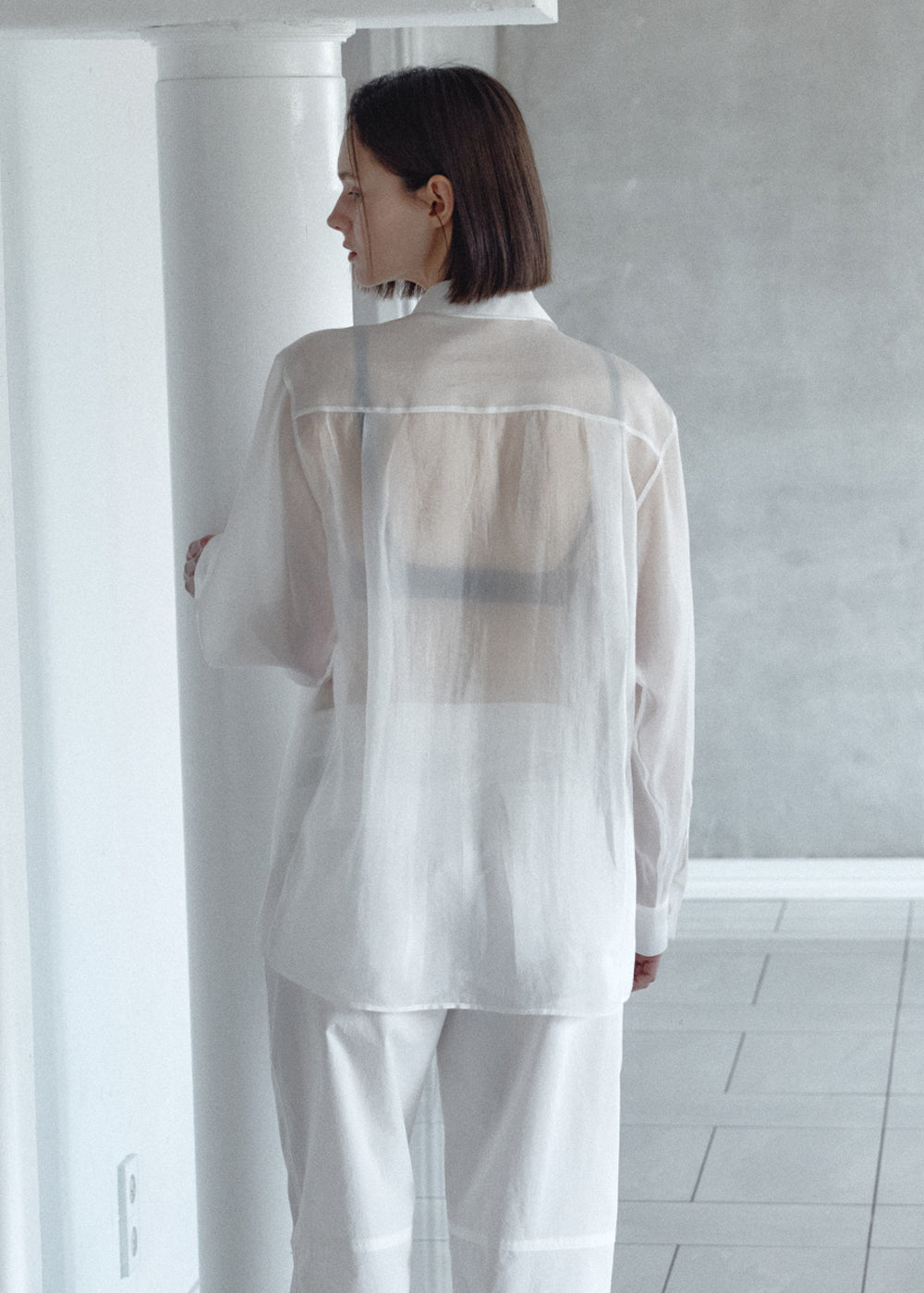 SHEER POCKET BLOUSE_WHITE
