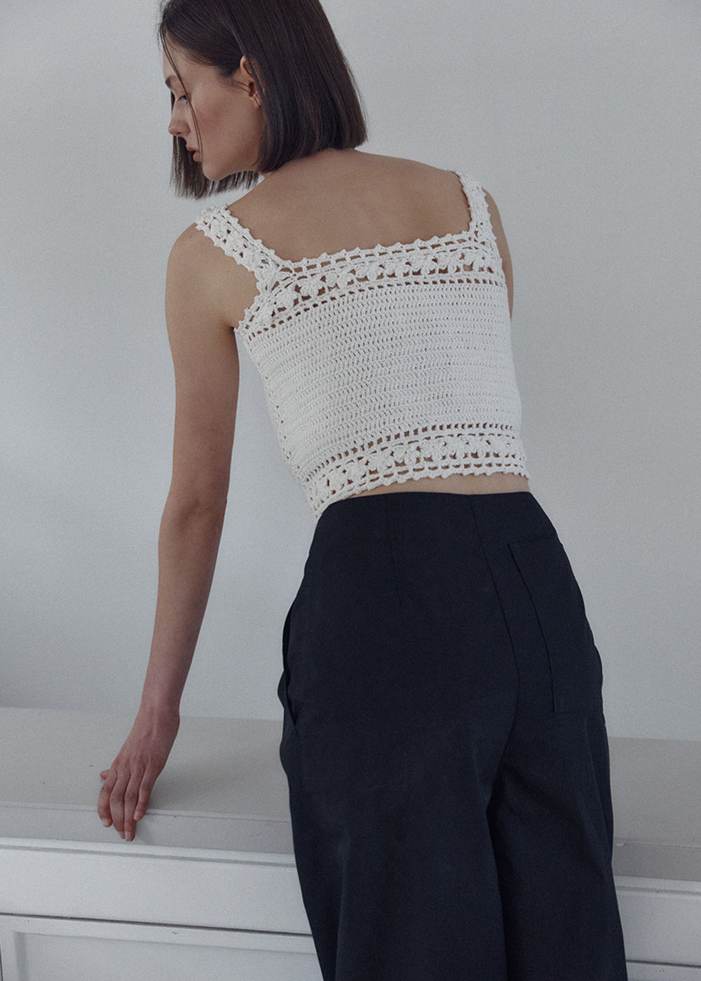 COTTON WIDE WRAPPED PANTS_DARK NAVY